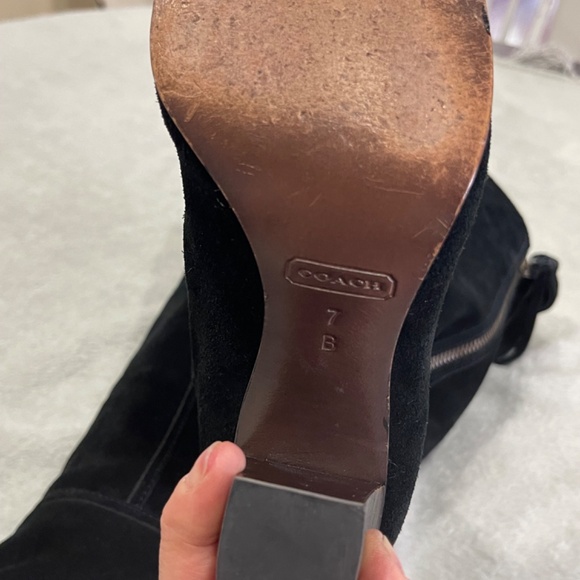 Coach Black Suede Therese Fringe Knee High Boots Size 7 - Picture 10 of 12